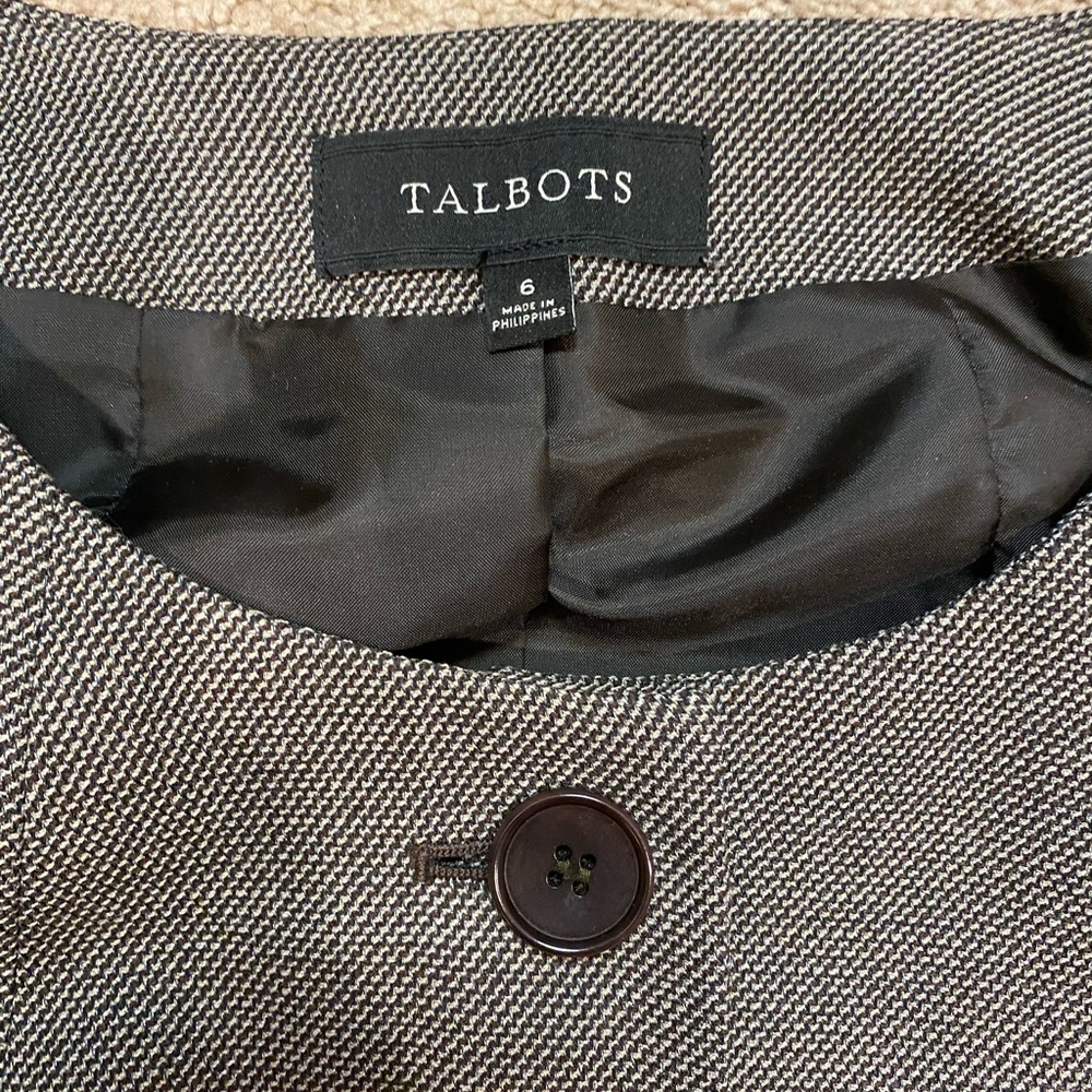 Talbots Brown Peplum Blazer Jacket Size 6 - Picture 7 of 8